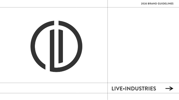 Live.Industries 2026 brand guidelines cover