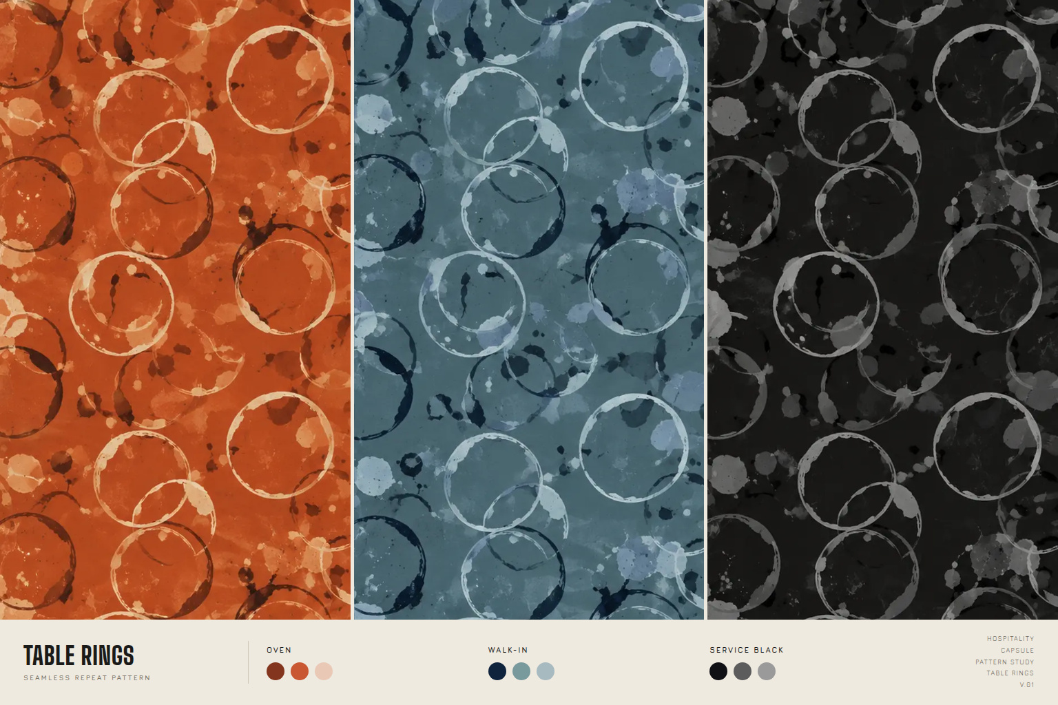 Table Rings large organic print in three colorways