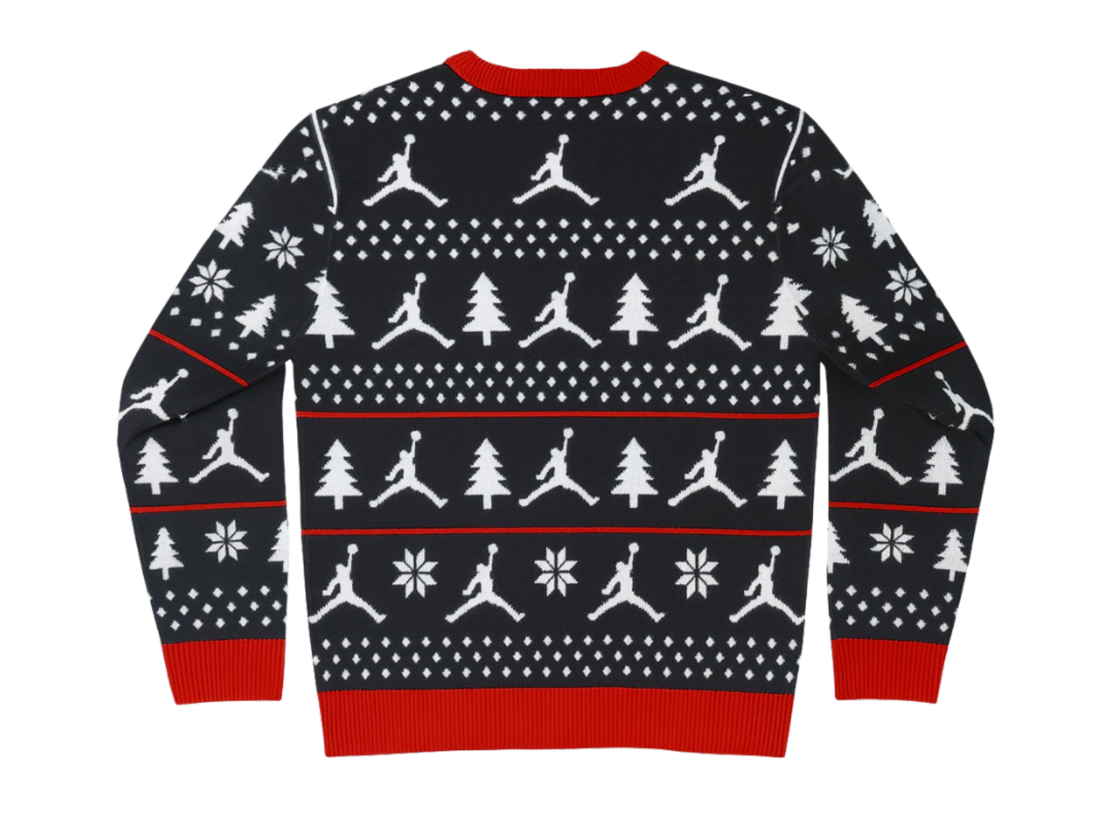 Jordan holiday jacquard sweater flat, back view