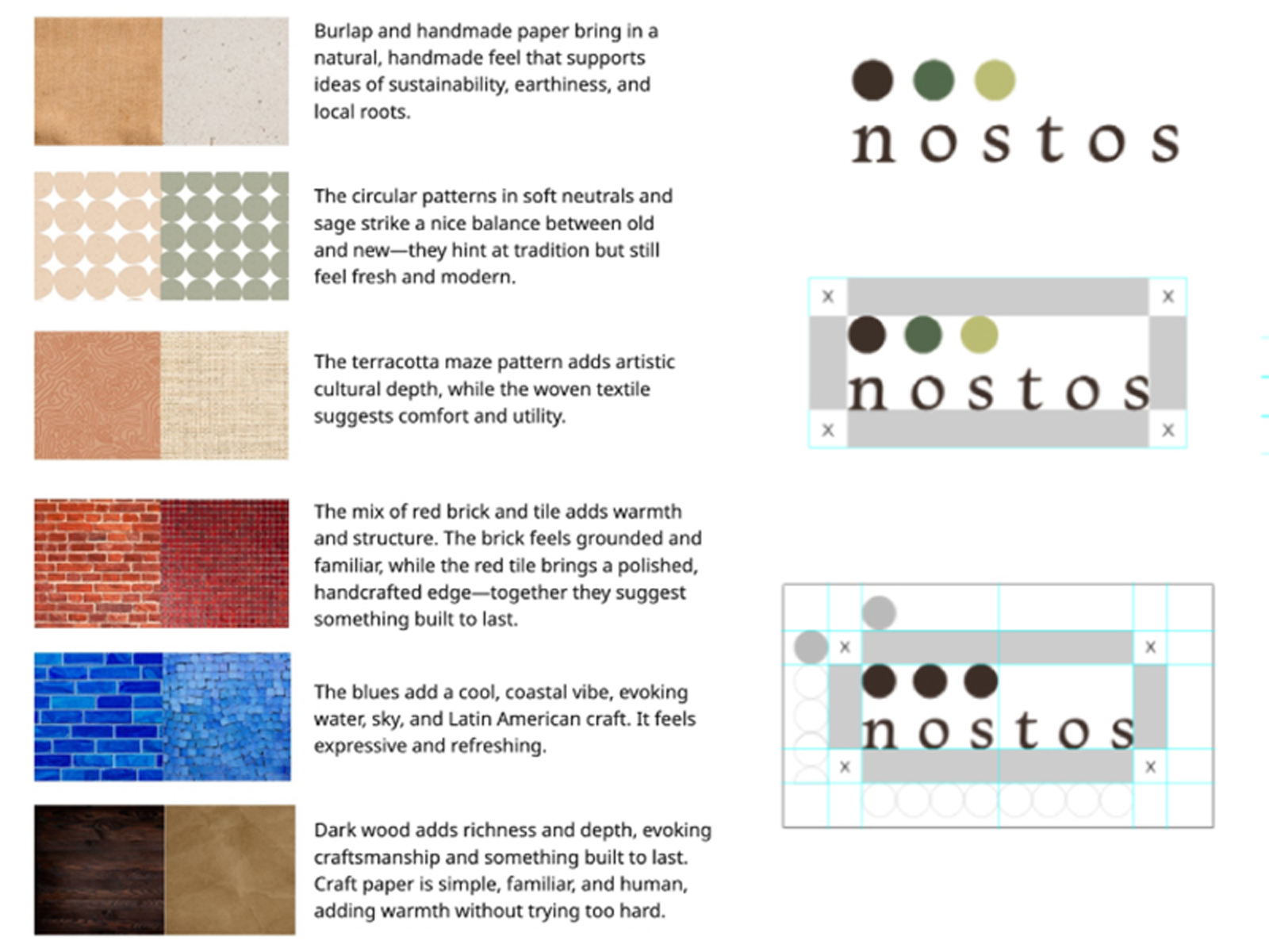 Nostos logo on linen texture